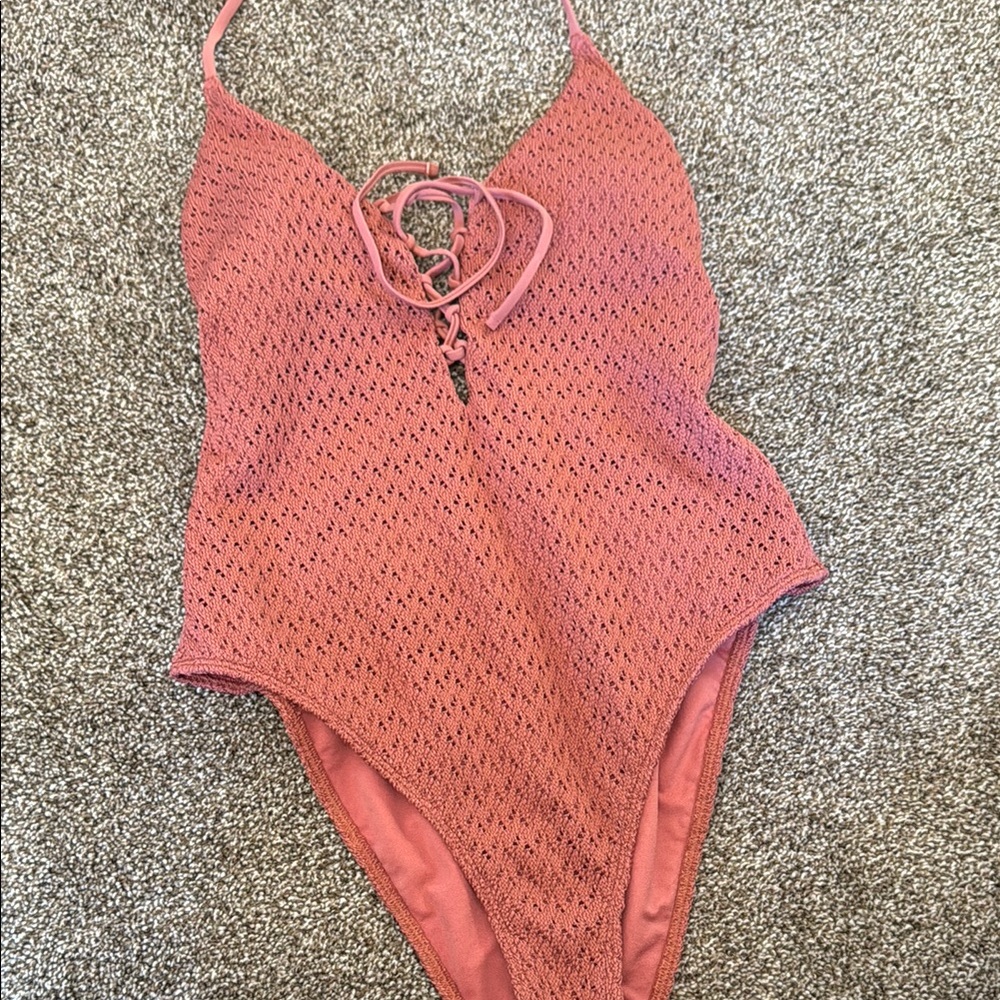 Hollister Pink Lace-Up Swimsuit